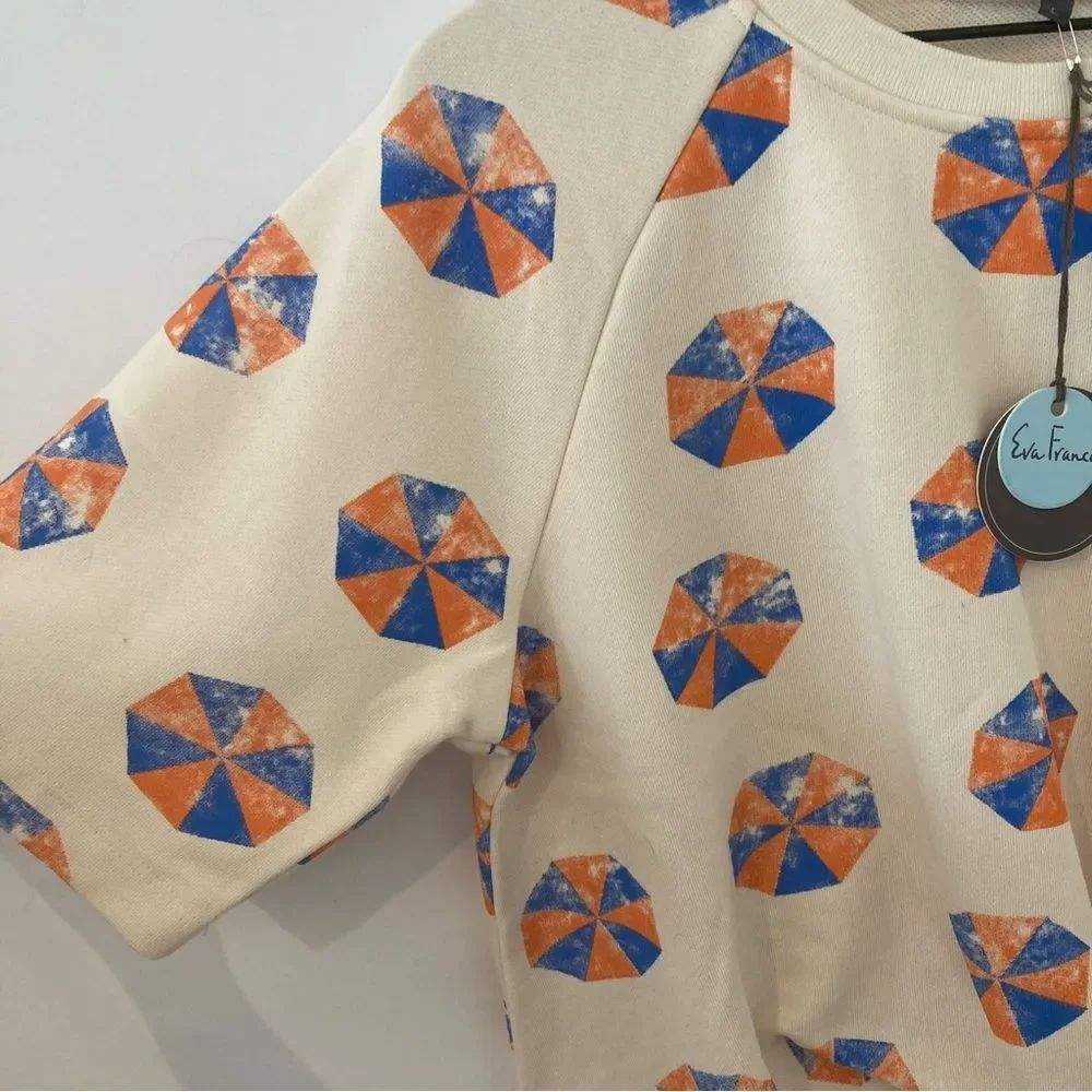 Eva Franco Anthropologie Beach Umbrella Pullover Sweatshirt Top Large NWT